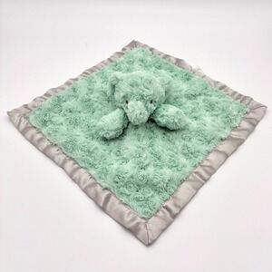 Cloud Island Elephant Lovey Security Blanket Green Swirls Plush Satin Trim 13"